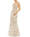 Mac Duggal Floral Bead Embellished Gown In Brown