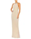 Mac Duggal Halter Neck Sequin Gown In Grey