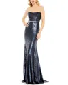 Mac Duggal Sequined Strapless Rhinestone Belt Gown In Multi
