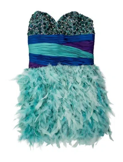 Pre-owned Mac Duggal Graphic Print Mini Dress In Multi