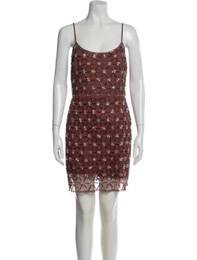Pre-owned Mac Duggal Graphic Print Mini Dress In Red