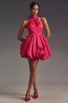 Mac Duggal Halter A-line Mini Dress In Pink