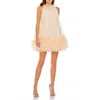 Mac Duggal Halter Neck Flowy Petal A Line Mini Dress In Peach