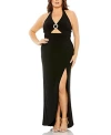 Mac Duggal Plus Womens Cut-out Polyester Halter Dress In Black