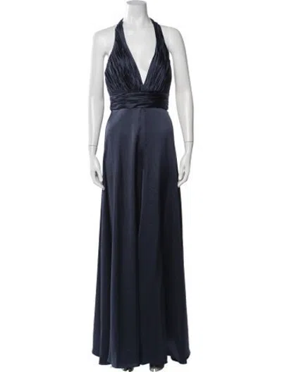 Pre-owned Mac Duggal Halterneck Jumpsuit W/ Tags In Blue
