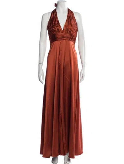 Pre-owned Mac Duggal Halterneck Jumpsuit W/ Tags In Orange