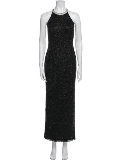 Pre-owned Mac Duggal Halterneck Long Dress In Black