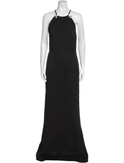 Pre-owned Mac Duggal Halterneck Long Dress In Black