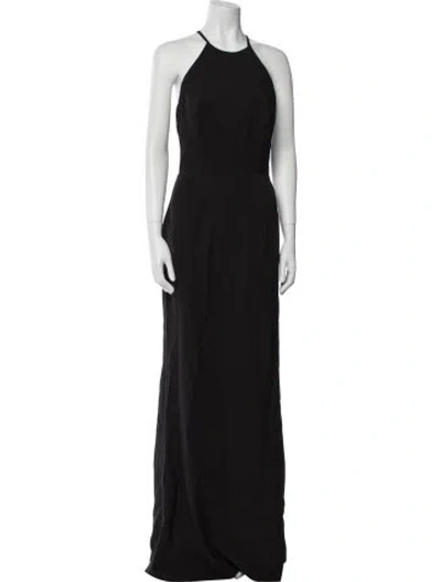 Pre-owned Mac Duggal Halterneck Long Dress In Black