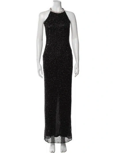 Pre-owned Mac Duggal Halterneck Long Dress In Black
