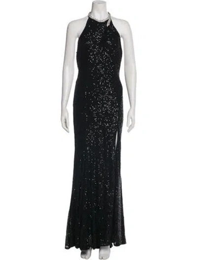 Pre-owned Mac Duggal Halterneck Long Dress In Black