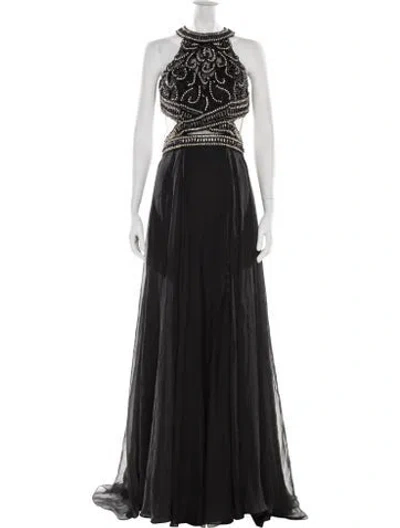 Pre-owned Mac Duggal Halterneck Long Dress In Black