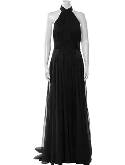 Pre-owned Mac Duggal Halterneck Long Dress In Black