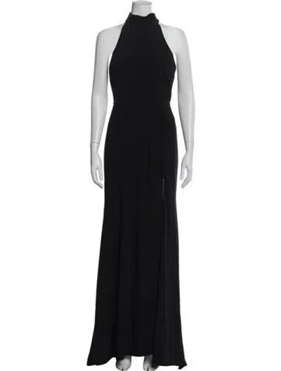 Pre-owned Mac Duggal Halterneck Long Dress In Black