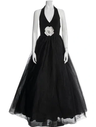 Pre-owned Mac Duggal Halterneck Long Dress In Blue