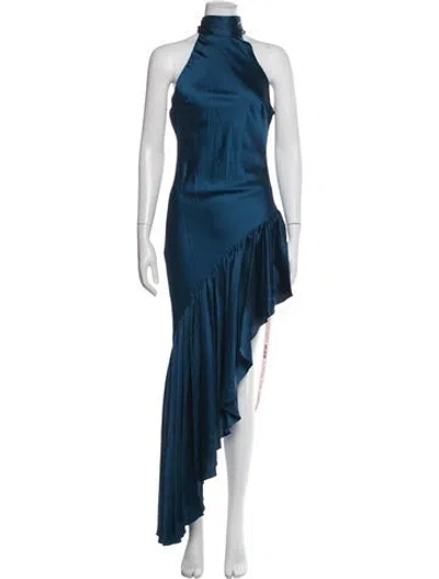 Pre-owned Mac Duggal Halterneck Long Dress In Blue