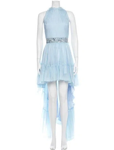 Pre-owned Mac Duggal Halterneck Long Dress In Blue