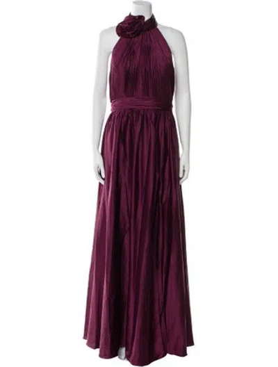 Pre-owned Mac Duggal Halterneck Long Dress In Burgundy