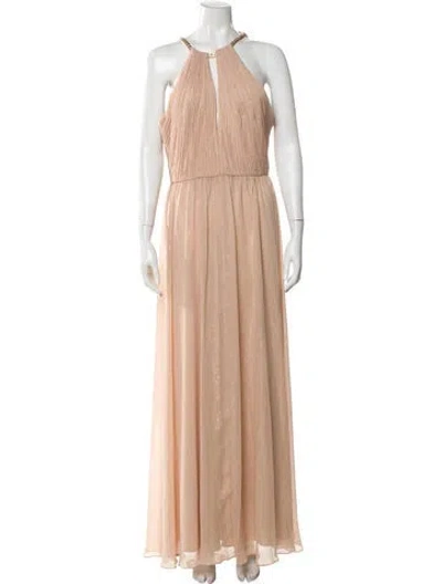 Pre-owned Mac Duggal Halterneck Long Dress In Neutral