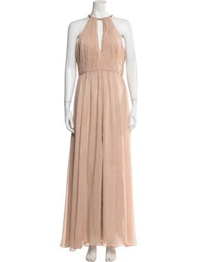 Pre-owned Mac Duggal Halterneck Long Dress In Neutral