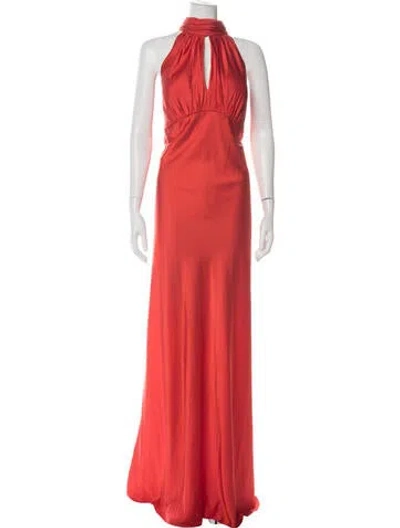 Pre-owned Mac Duggal Halterneck Long Dress In Orange