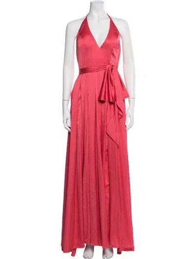 Pre-owned Mac Duggal Halterneck Long Dress In Pink