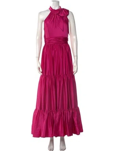 Pre-owned Mac Duggal Halterneck Long Dress In Pink