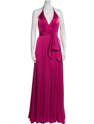 Pre-owned Mac Duggal Halterneck Long Dress In Pink