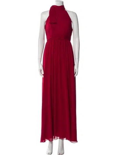 Pre-owned Mac Duggal Halterneck Long Dress In Red