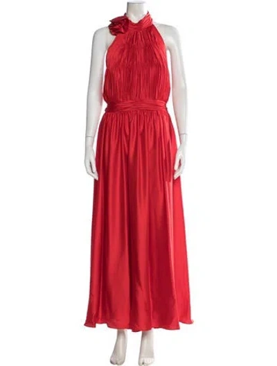Pre-owned Mac Duggal Halterneck Long Dress In Red