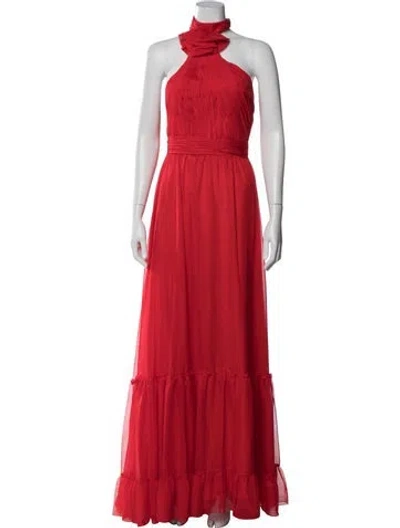 Pre-owned Mac Duggal Halterneck Long Dress In Red
