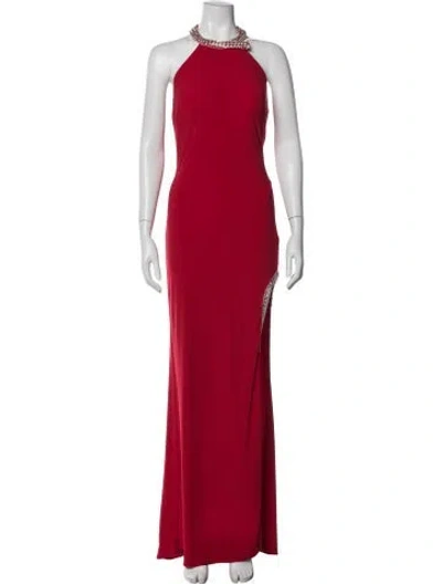 Pre-owned Mac Duggal Halterneck Long Dress In Red
