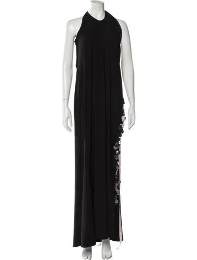 Pre-owned Mac Duggal Halterneck Long Dress W/ Tags In Black