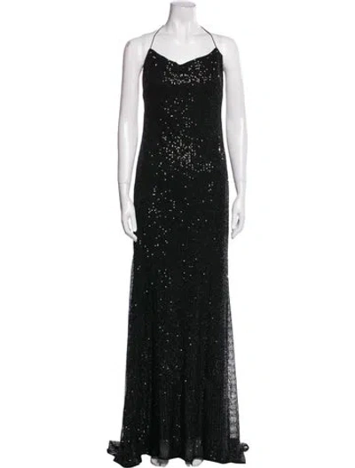 Pre-owned Mac Duggal Halterneck Long Dress W/ Tags In Black