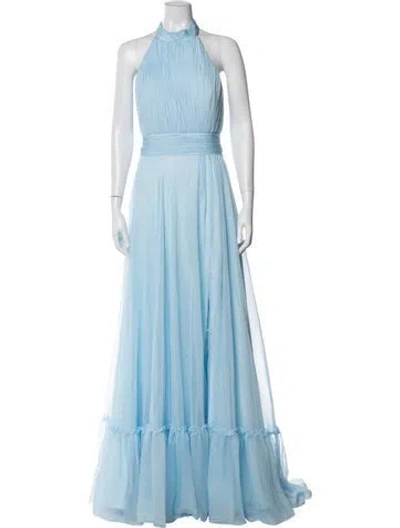Pre-owned Mac Duggal Halterneck Long Dress W/ Tags In Blue