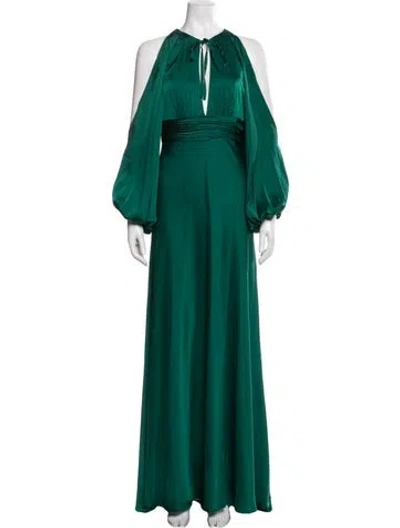 Pre-owned Mac Duggal Halterneck Long Dress W/ Tags In Green