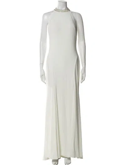 Pre-owned Mac Duggal Halterneck Long Dress W/ Tags In Neutral