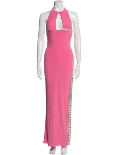 Pre-owned Mac Duggal Halterneck Long Dress W/ Tags In Pink