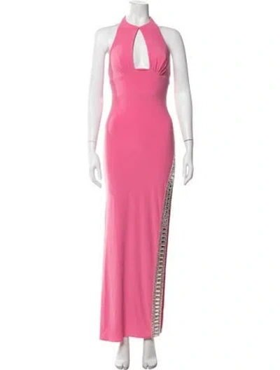 Pre-owned Mac Duggal Halterneck Long Dress W/ Tags In Pink