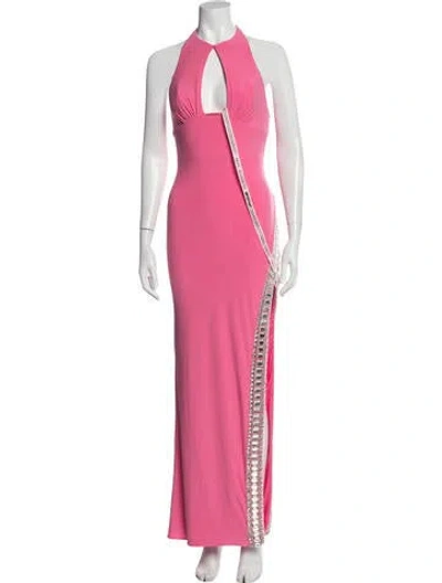 Pre-owned Mac Duggal Halterneck Long Dress W/ Tags In Pink