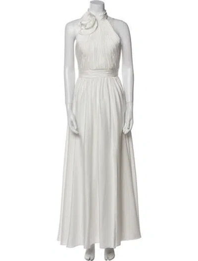 Pre-owned Mac Duggal Halterneck Long Dress In White