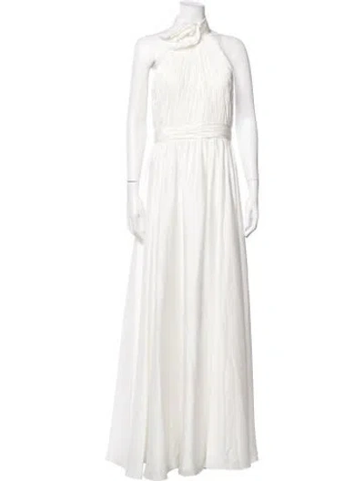 Pre-owned Mac Duggal Halterneck Long Dress In White