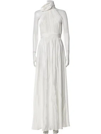 Pre-owned Mac Duggal Halterneck Long Dress In White