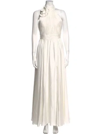 Pre-owned Mac Duggal Halterneck Long Dress In White