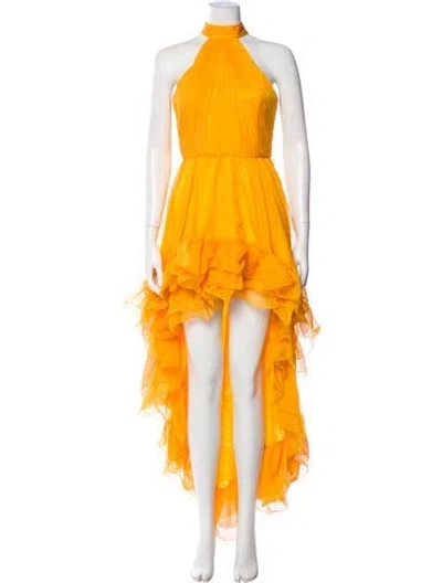Pre-owned Mac Duggal Halterneck Long Dress In Yellow