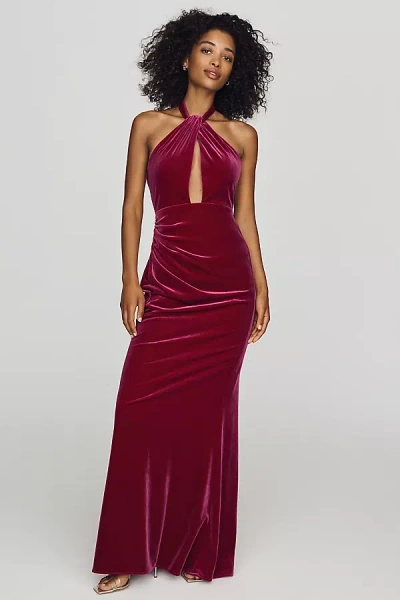 Mac Duggal Halter-neck Maxi Dress In Pink