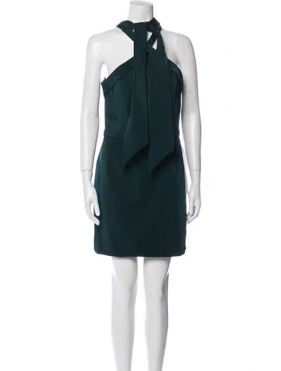 Pre-owned Mac Duggal Halterneck Midi Length Dress In Black