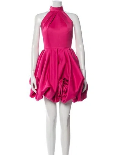 Pre-owned Mac Duggal Halterneck Mini Dress In Pink