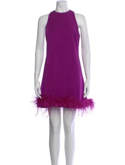 Pre-owned Mac Duggal Halterneck Mini Dress In Purple