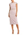 Mac Duggal Hand Embellished Cap Sleeve Midi Dress In Mauve